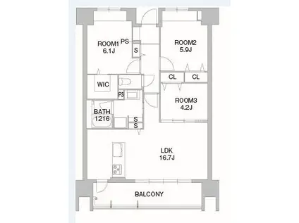 照葉クロススタイル ウエスト棟(3LDK/7階)の間取り写真