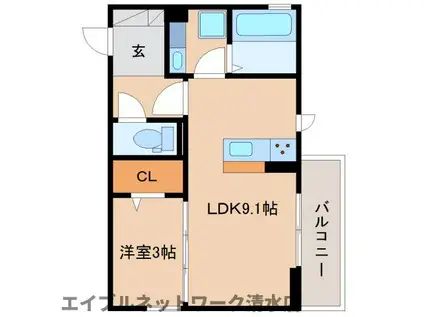 ONE TERMINAL PLACE ワンターミナルプレイス(1LDK/3階)の間取り写真