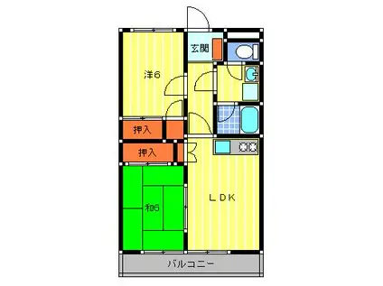 エーデルハイム(2LDK/3階)の間取り写真