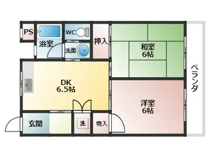 ビューハイム西村(2DK/2階)の間取り写真