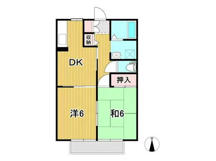 ベルドミールB(2DK/1階)の間取り写真