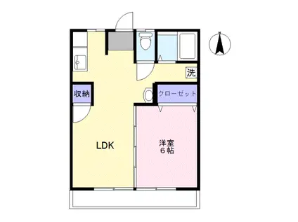 八巻ハイツ 3号棟(1LDK/2階)の間取り写真