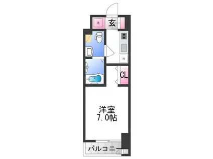 ワールドアイ大阪城イーストアドバンス(1K/12階)の間取り写真