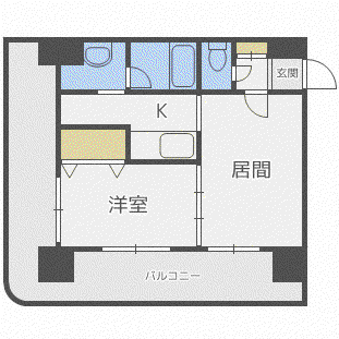 メープル元町(1LDK/3階)の間取り写真