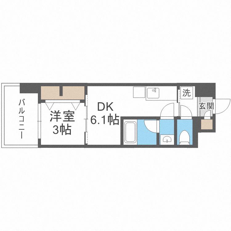 DIMORA難波(1DK/6階)の間取り写真
