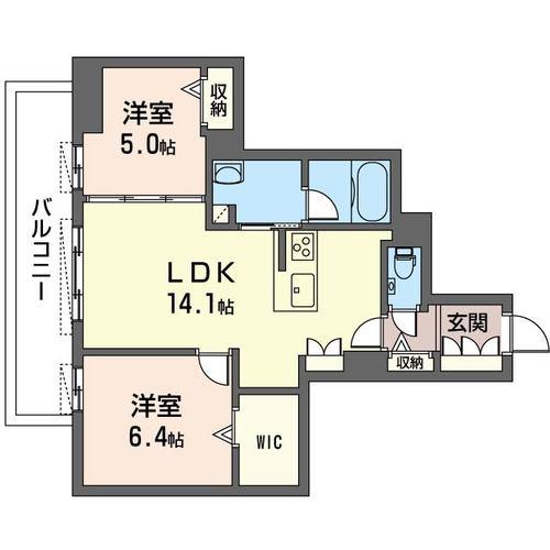 シャン ド フルール(2LDK/1階)の間取り写真