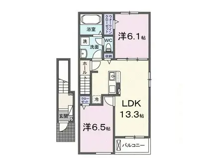 ホーク・FTI(2LDK/2階)の間取り写真
