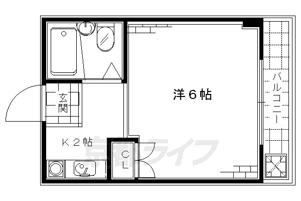レジデンス丹波橋(1K/2階)の間取り写真