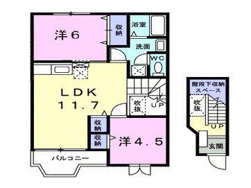 ルナシーハイツ(2LDK/2階)の間取り写真