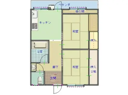 中一マンション(2DK/2階)の間取り写真
