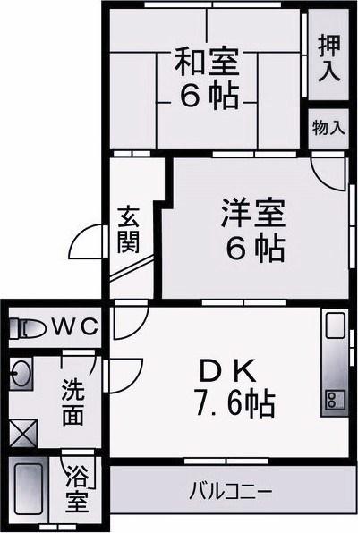 シャインスリー(2DK/3階)の間取り写真
