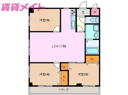 フォーラム6(3LDK/2階)の間取り写真