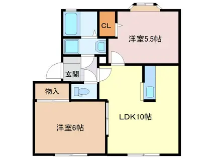 グランレーヴII(2LDK/1階)の間取り写真