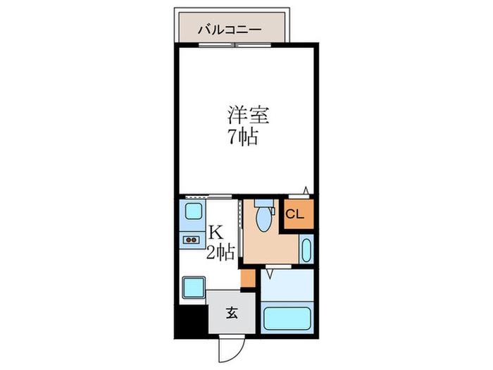 クオリエ京大前(1K/2階)の間取り写真