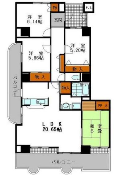 シャトー ブランシェ(4LDK/7階)の間取り写真
