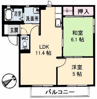 グレイス光A棟(2LDK/2階)の間取り写真