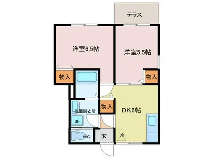 シルエーラあきのII(2DK/1階)の間取り写真