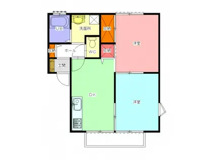 ボナール(2DK/2階)の間取り写真