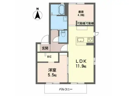 パーシモンツリーA(2LDK/2階)の間取り写真