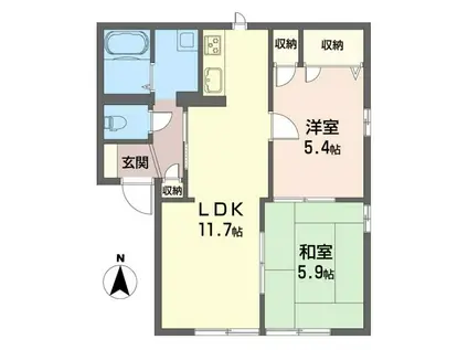 サンコート花山手 B棟(2LDK/1階)の間取り写真