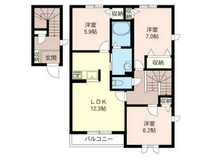 ヴィルフォーレA(3LDK/2階)の間取り写真