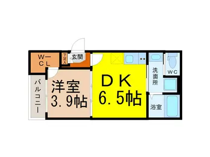 ハーモニーテラス高須賀町II(1DK/3階)の間取り写真