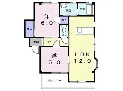 URARAII(2LDK/2階)の間取り写真