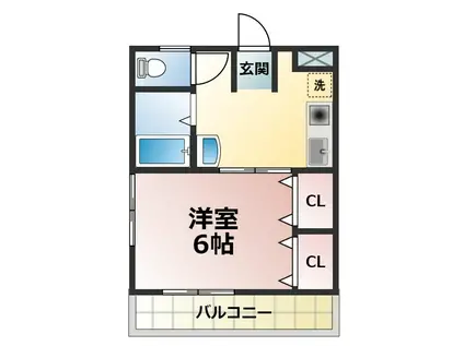 バーデンメモリアル市川(1K/2階)の間取り写真