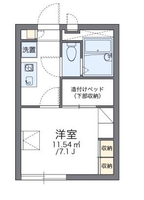 レオパレスプランドールII(1K/1階)の間取り写真