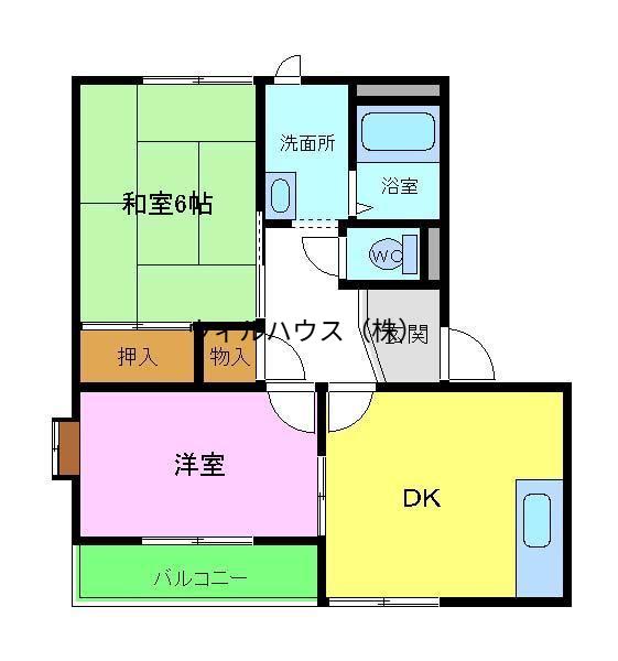 パティオ野村B棟(2DK/1階)の間取り写真