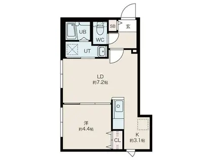 CREA澄川(1LDK/2階)の間取り写真