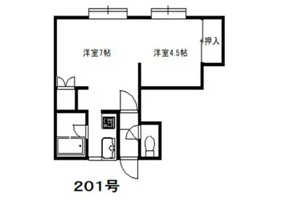 コーポACTII(1DK/2階)の間取り写真