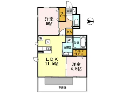 グランデュオ I番館(2LDK/1階)の間取り写真