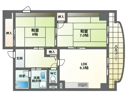 メゾンドクレイヨン(2LDK/8階)の間取り写真