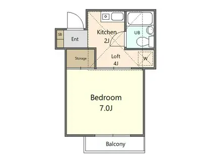 ヴィスタ元町(1K/2階)の間取り写真
