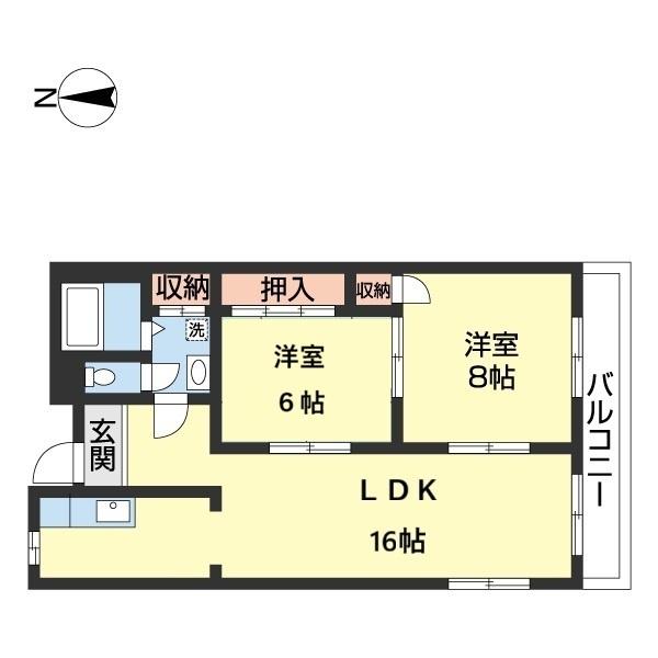 プレゼンス西浜(2LDK/1階)の間取り写真