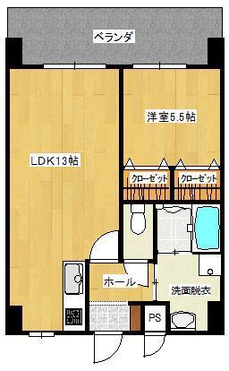 プランドール堀川(1LDK/4階)の間取り写真