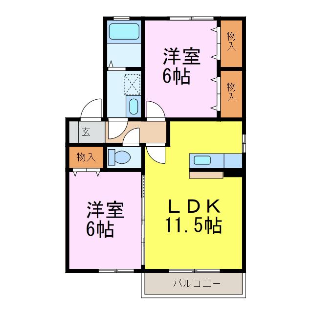 イルソーレ(2LDK/2階)の間取り写真