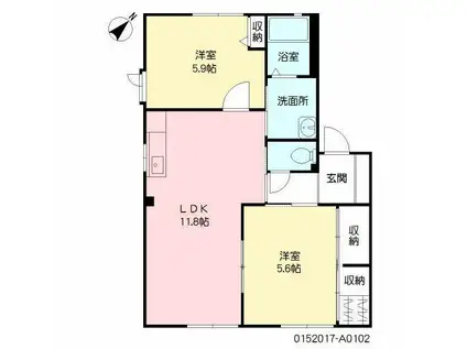 メイプルガーデン和井田(2LDK/1階)の間取り写真