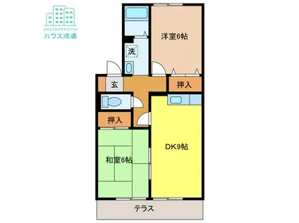 コンフォートたらみB(2DK/1階)の間取り写真