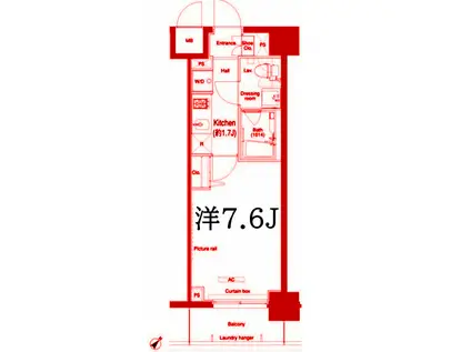 プラウドフラット鶴見I(1K/3階)の間取り写真