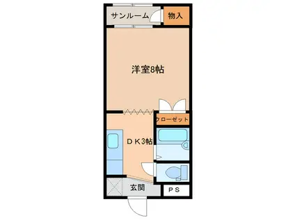 ミストラル高尾(1K/2階)の間取り写真