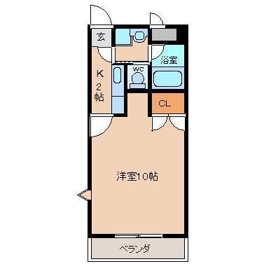 シティ咲田(1K/2階)の間取り写真