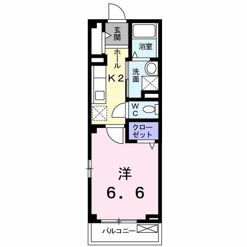 ドゥーエ コーキ(1K/2階)の間取り写真