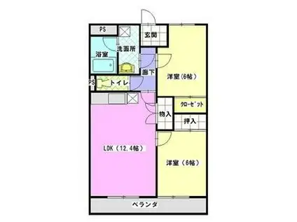 メゾンドラピュタII(2LDK/3階)の間取り写真