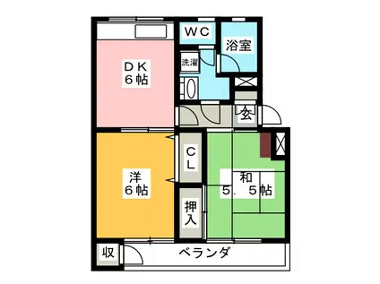 サエラ大宮公園B棟(2DK/1階)の間取り写真