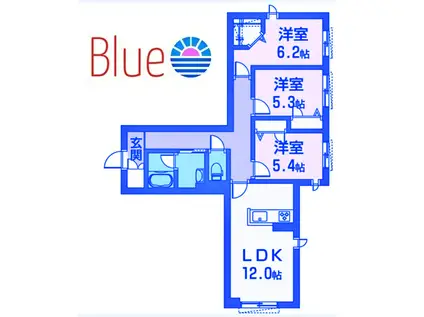 メゾンドリュエ一ル(3LDK/3階)の間取り写真