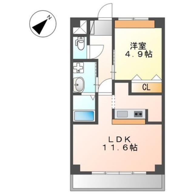 ライツ南曽根(1LDK/1階)の間取り写真