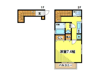 京王線 千歳烏山駅 徒歩10分 2階建 築17年(1K/2階)の間取り写真