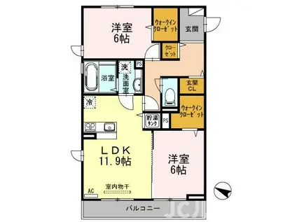 ラグナタウン門前(2LDK/2階)の間取り写真